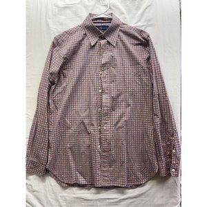 Ralph‎ Lauren Mens Size Medium Blue Orange Striped Button Down Shirt